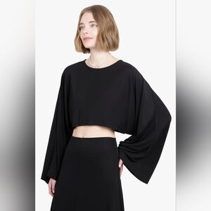 NWT Primi Elegant Black Women's Cropped Blouse